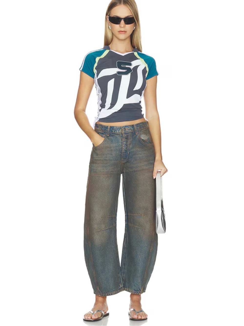 Free People Goodluck Midrise Barrel Jeans Lost In The Desert 26